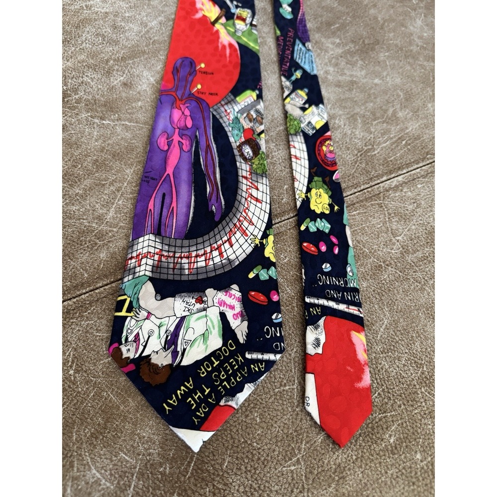 Nicole Miller Silk Neck Tie Medical Doctor‎ Surgery Vintage 1991 Hand Sewn RARE